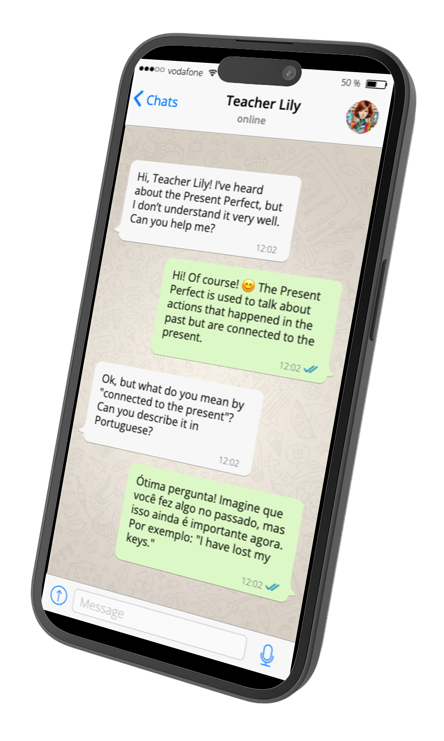 Conversando com a Lily no WhatsApp